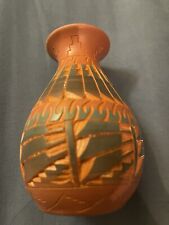 Small Handmade Clay Vase with Native American Symbols 4” Tall-signed J S Navajo picture