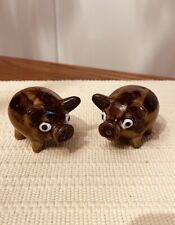Vintage Fritz and Floyd Ceramic Brown Pigs Salt & Pepper Shakers picture
