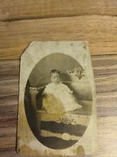 Antique Photo Baby On Bench Posing Post Card picture
