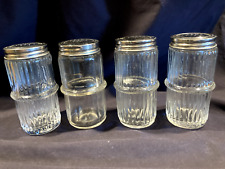 4 Clear Glass Hoosier Cabinet Spice Jars Aluminum Lids NEW UNUSED Taiwan picture