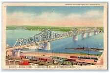 1941 Municipal Bridge Connecting Jeffersonville Louisville Kentucky KY Postcard picture
