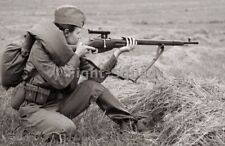 WW2 Picture Photo Russian Female Sniper Ready to Fire 3181 picture