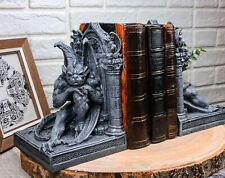 Medieval Age Gothic Sculptural The Thinker Gargoyle Bookends Figurine Set 6.25