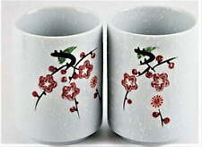2 Porcelain Green Black Tea Coffee Cups Japanese Sakura Cherry Blossom Set picture