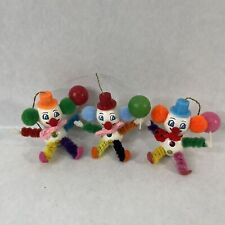 Lot Of 3 Vintage Clown Ornaments With Balloons picture