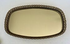 Vintage Mirrored Vanity Perfume Tray Ornate Gold Filigree picture