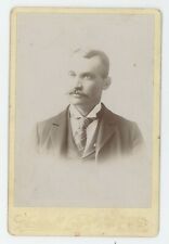 Antique Circa 1880s Cabinet Card Handsome Man in Suit With Mustache Salem, MA picture