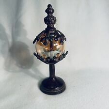 Vintage Cast Iron Snowflake Design W/ Glass Globe Table Decor 9” picture