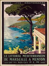 Marseille to Menton France Advertisement Art Poster Print. Europe picture