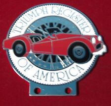 CAR BADGE - TRIUMPH REGISTER OF AMERICA GRILL BADGE EMBLEM LOGOS METAL ENAMLED C picture