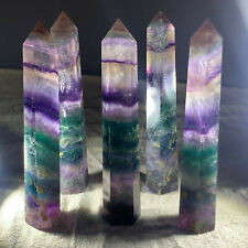 2.2LB Natural Rainbow Fluorite Obelisk Quartz Crystal Wand Tower Point Healing picture