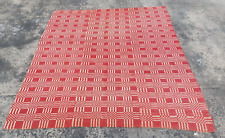 Vintage Handmade Wool Reversible Welsh Blanket Tapestry Bedspread 187x165 cm picture