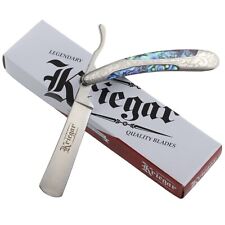 Kriegar Straight Edge Razor Abalone Folding Knife Barbers Shaving Gift picture