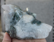 MOSS AGATE WOLF HEAD CARVING/ 4.30 X 2.02 INCHES/ 510 GRAMS picture
