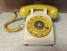 Vintage Western Electric Bell System Rotary Phone White & Yellow Desk Telephone picture