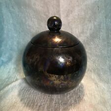 Vintage Arners Cookie Jar Canister Black Round Iridescent Ball Cool Retro 7” picture