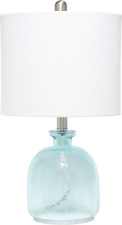 Elegant Designs LT3335-CBL Textured Glass Table Lamp, Clear Blue & White  picture