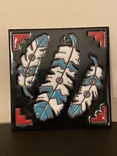 Earthtones Hand-N-Hand Designs Decorative Wall Tile Trivet Indian Feathers USA picture