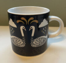 1 Danica Studio Two Swans Swimming Coffee Mug Black White Gold Ceramic picture