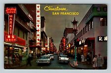 San Francisco CA-California, Chinatown at Night, c1960Postcard picture