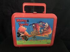 Vintage Walt Disney Mickey & Donald Plastic Lunch Box No Thermos Used 8” Aladdin picture
