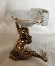 RARE Vintage/Antique China & Brass Double Tailed Mermaid Soap/Trinket Dish 5