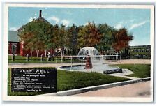 Edgemont South Dakota SD Postcard Deep Well Fountain Trees Building 1920 Antique picture
