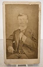 Antique CDV Hand Tinted Photo MAN IN SUIT by L.A. GREEN Traveling Photographer picture