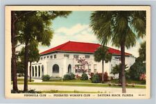 Daytona Beach, FL-Florida, Peninsula Club, Federated Woman's Club Linen Postcard picture