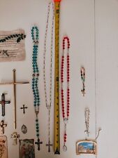Religious Vintage Lot Glass And Plastic Rosarys And Bracelets picture