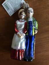 Old World Christmas Glass Farm Couple Ornament 2011 NOS 10190 picture