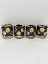 (4) MCM Vintage Libby Gold Coin Whisky Glasses 1960’s  Low Ball 3.75’ picture