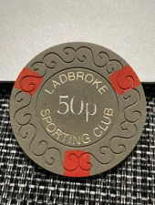 ((RARE)) .50 LADBROKE SPORTING CASINO CLUB CASINO CHIP POKER CHIP LONDON UK picture