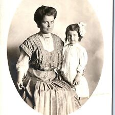 c1910s Adorable Portrait Mother & Little Girl RPPC Cute Bowman Real Photo A143 picture