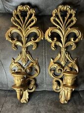 VTG Pair Of Burwood #4425  Gold Wall Art Sconces Candle Holders 15