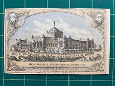 Centennial Exposition trade card - Memorial Hall - ad for gloves, hamburg hats picture