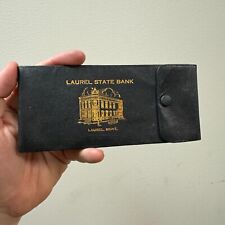 Vintage c.1900s LAUREL STATE BANK Advertising Leather Wallet - Laurel, Montanna picture