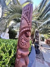 New 3’ 3” Lono #6 Tiki by Smokin' Tikis Hawaii Stained Coconut Palm Hand-carved picture