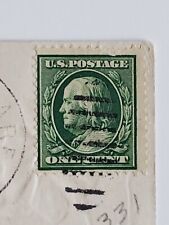 Ben Franklin Green One Cent Stamp 1909 Postmark Northweare NH Postcard Vintage picture