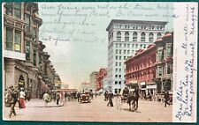 Broadway Oakland California CA Edward Mitchell Litho Postcard c1907 horse auto picture