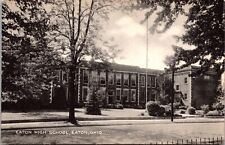 Eaton, Ohio Eaton High School, Old Brick Building, Metal Fence, Flag Pole-A35 picture