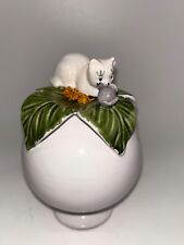 *Vintage 1960's Kitty Cat  Upside down vase With cat and mouse on top picture