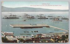 Spain~Gibraltar~View Of Harbor~Part Of American~Russian Fleets~Vintage Postcard picture