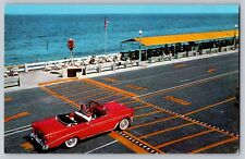 Postcard Entrance Beautiful Beach Lake Worth Florida Red Chevy Bel Air Vintage picture