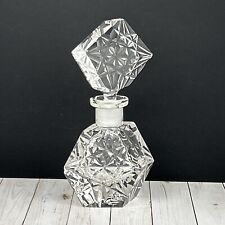 Vintage Heavy Cut Glass Crystal Art Deco Perfume Bottle With Stopper picture