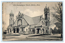 c1910 Eliot Congregational Church, Newton Massachusetts MA Postcard picture