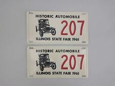 PAIR 1961 ILLINOIS HISTORIC AUTO STATE FAIR ANTIQUE LICENSE PLATES FORD MODEL T picture