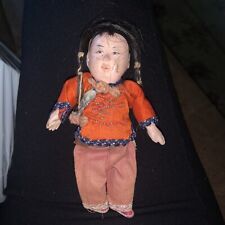 Antique CHINESE Composition Doll Silk Embroidery Real Hair 1930’s CHINA RARE TLC picture
