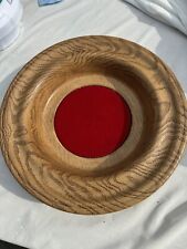 Vintage Faux Wood Church Offering Monetary Collection Plate Red Felt USA picture