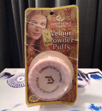 COSMETICALLY YOURS VELOUR POWDER PUFFS (2) TWO IN PACKAGE VINTAGE NOS SEALED picture